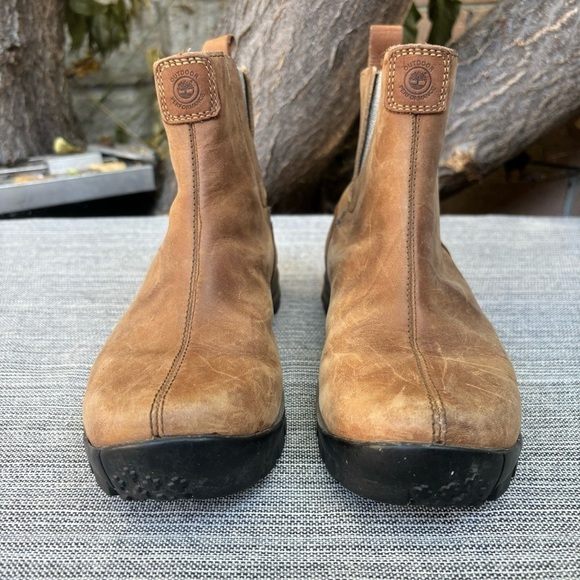 TIMBERLAND X SMARTWOOL Pull On Leather Boots Tan Size 5 VIbram Soles - Picture 3 of 7